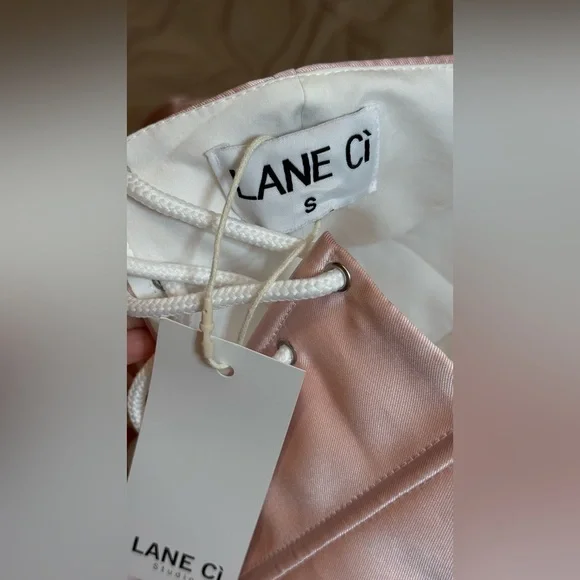 LANE CI Pink Satin Corset Mini Dress Bloomers Ruffle Strapless Ballet Style NWT - Picture 7 of 8